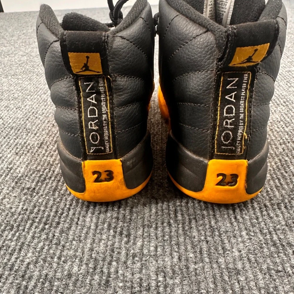 Jordan 12 Retro University Gold Kids 11C Basketball Shoes Black 151186-070